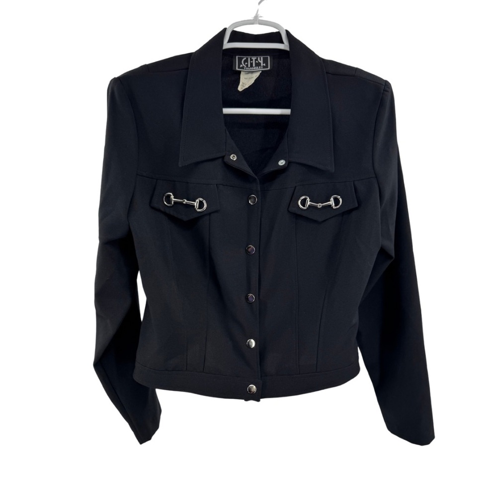 City Triangles vintage cropped Classic Black Blazer silver hardware 13/14